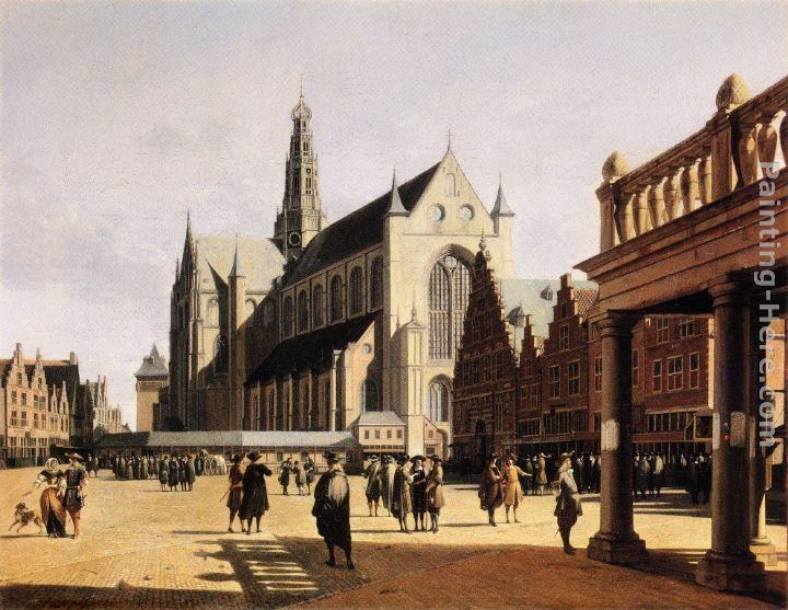 Gerrit Adriaensz. Berckheyde The Marketplace and Church at Haarlem